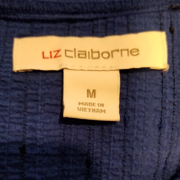 Liz Claiborne Women Medium Blue Black 3/4 Sleeve Business Work Casual Dressy - Picture 5 of 6